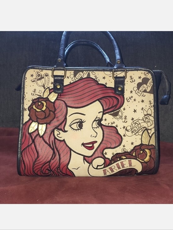 Loungefly Handbags - Loungefly Ariel Graphic Satchel in Cream and Red